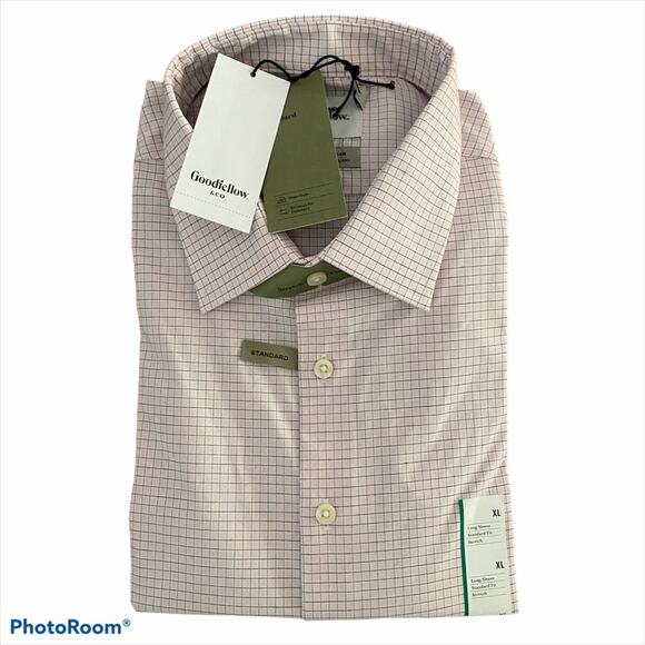 Goodfellow Shirt Mens XL Dress tailored button down check plaid NWT No iron - Picture 1 of 3